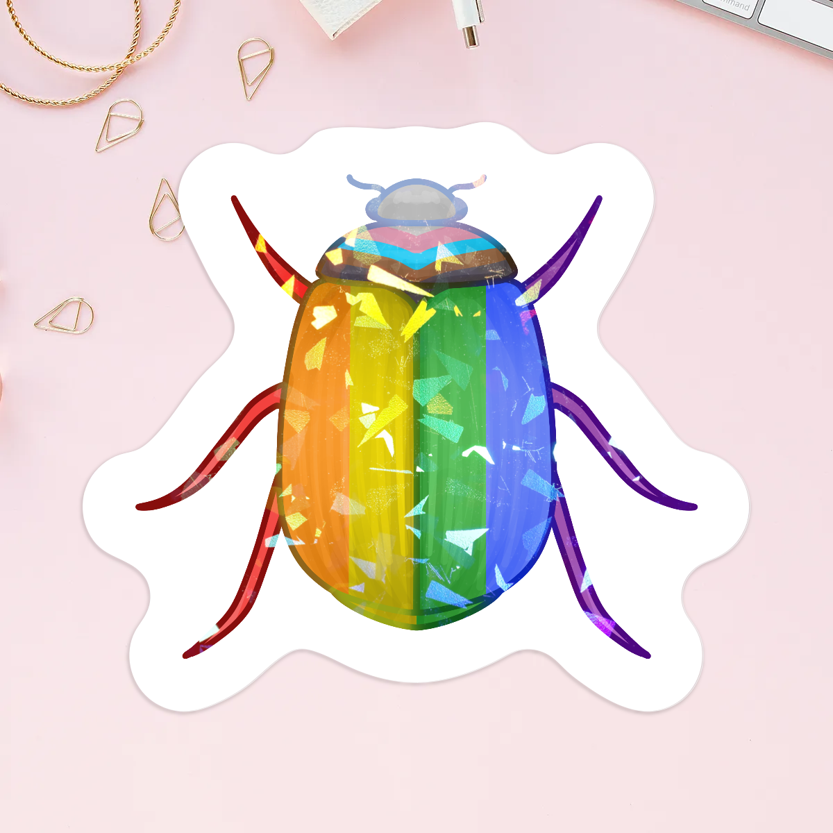 Progress pride beetle Stickers