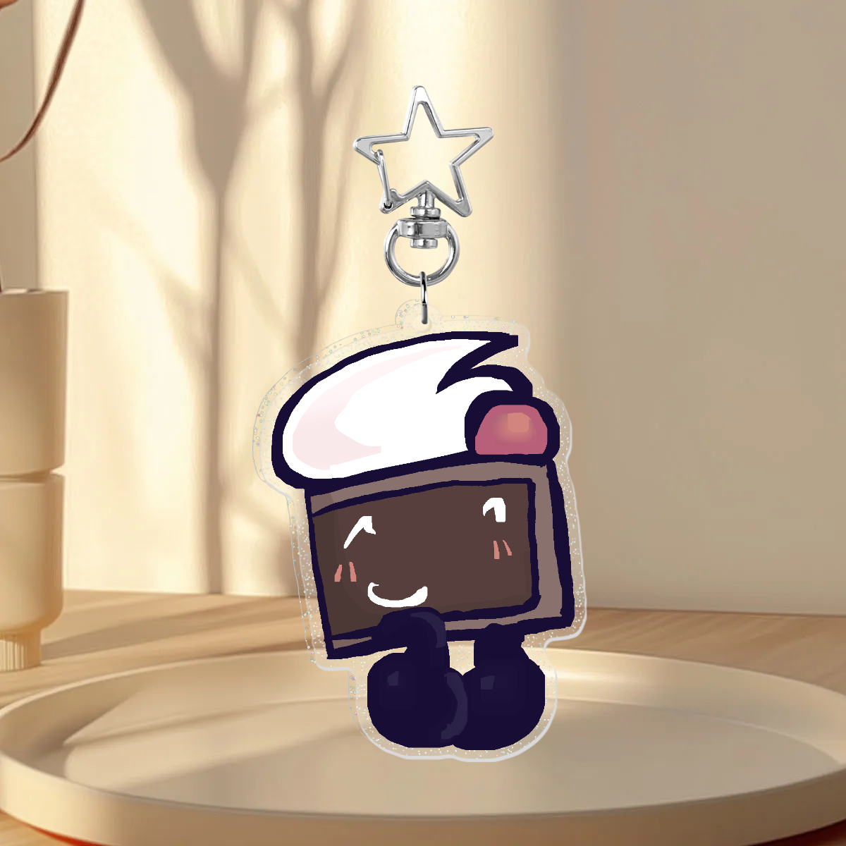 Cake BFDI Glitter Acrylic Keychain