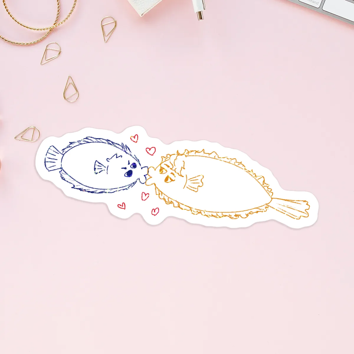 RYULOCK FLOUNDERS | Vinyl Heart Holographic Stickers