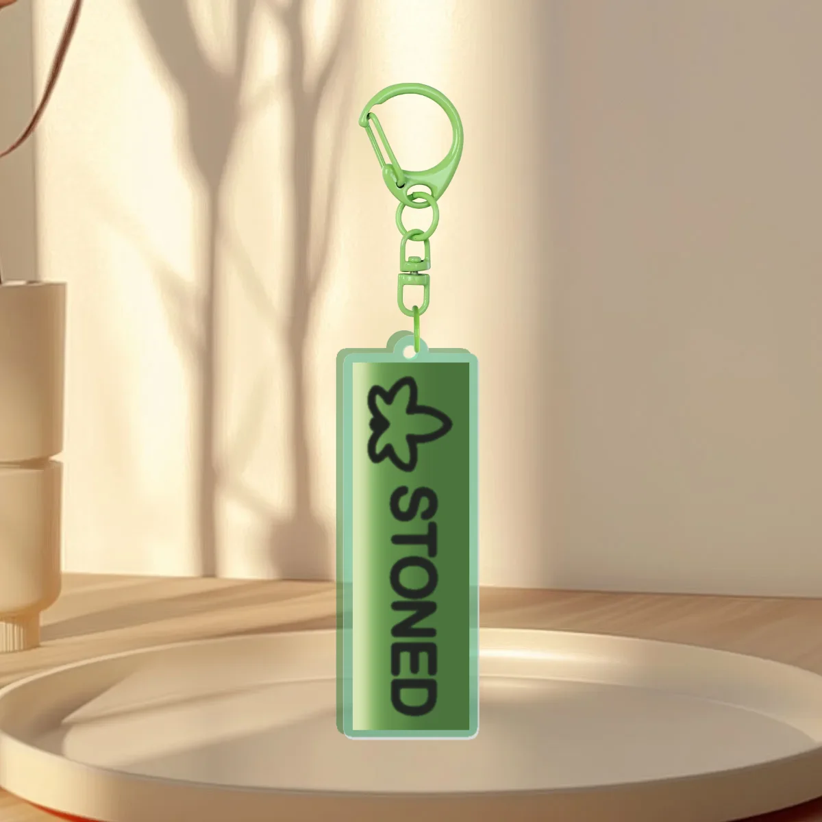 Stoned Status Effect Green Colored Acrylic Keychains