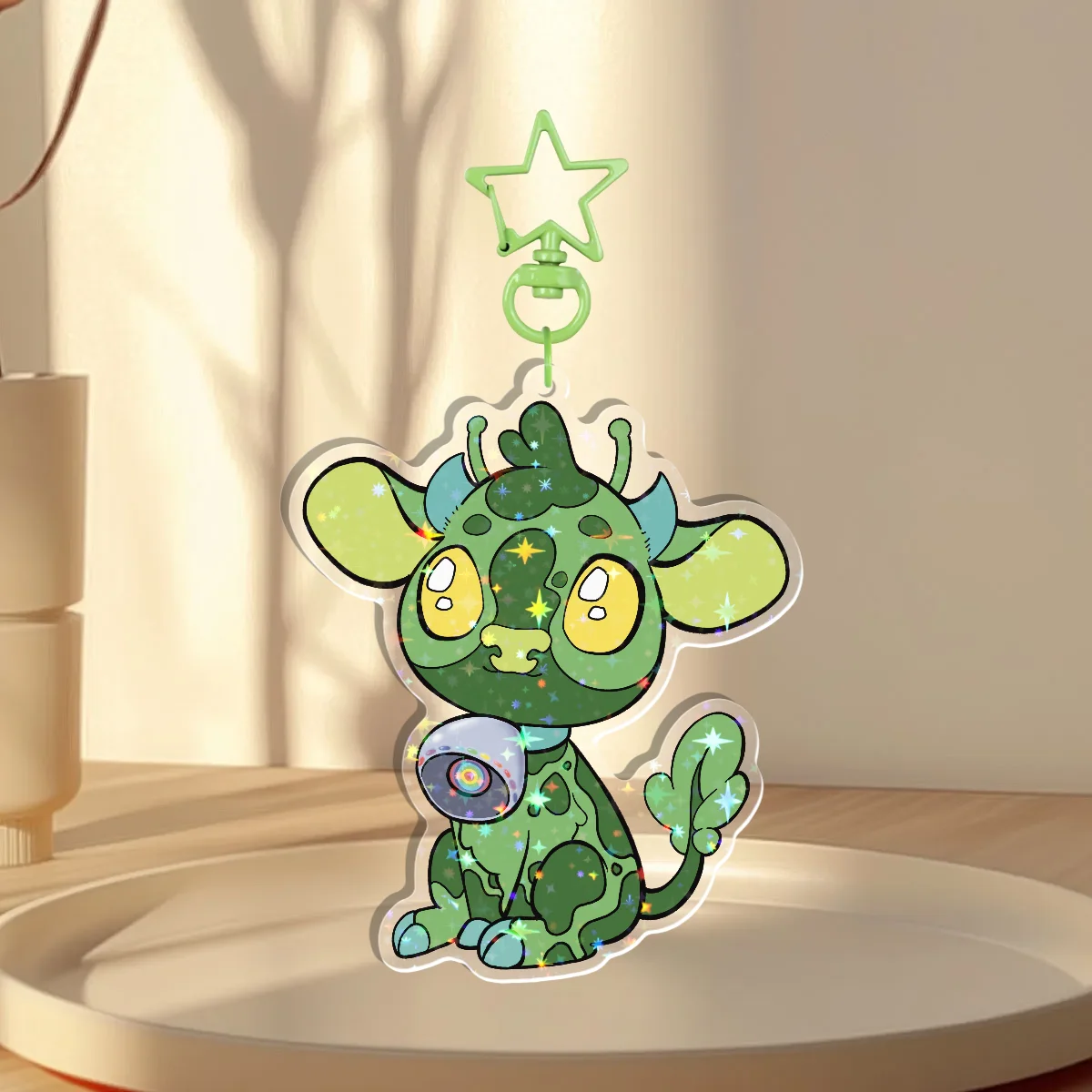 Alien Cow Star Holo Keychain