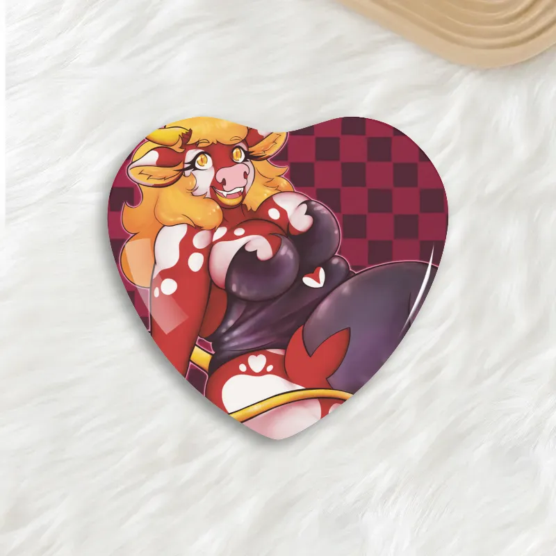 Golden Calf Cow Heart Shaped Button