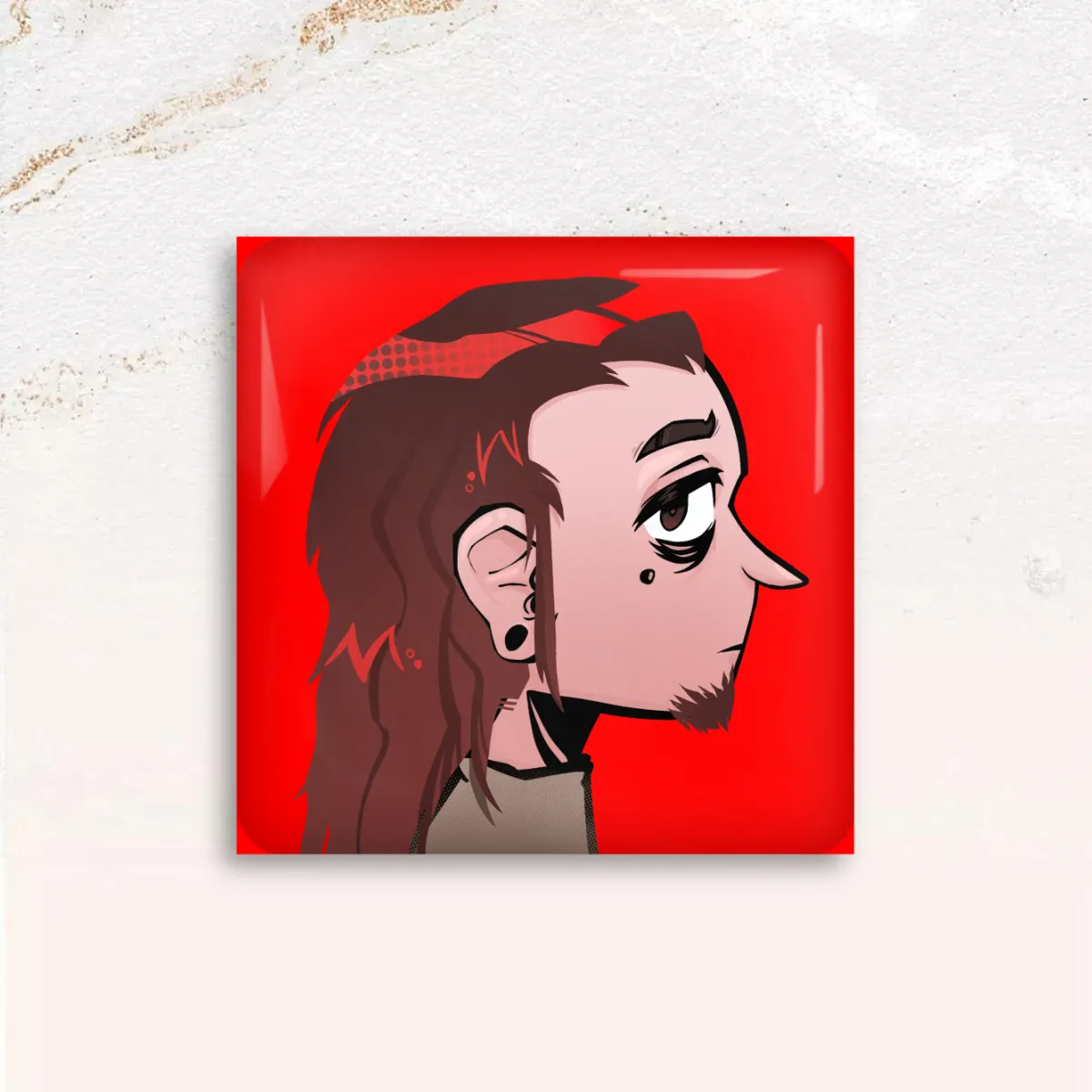 Larry Sally Face Square Button