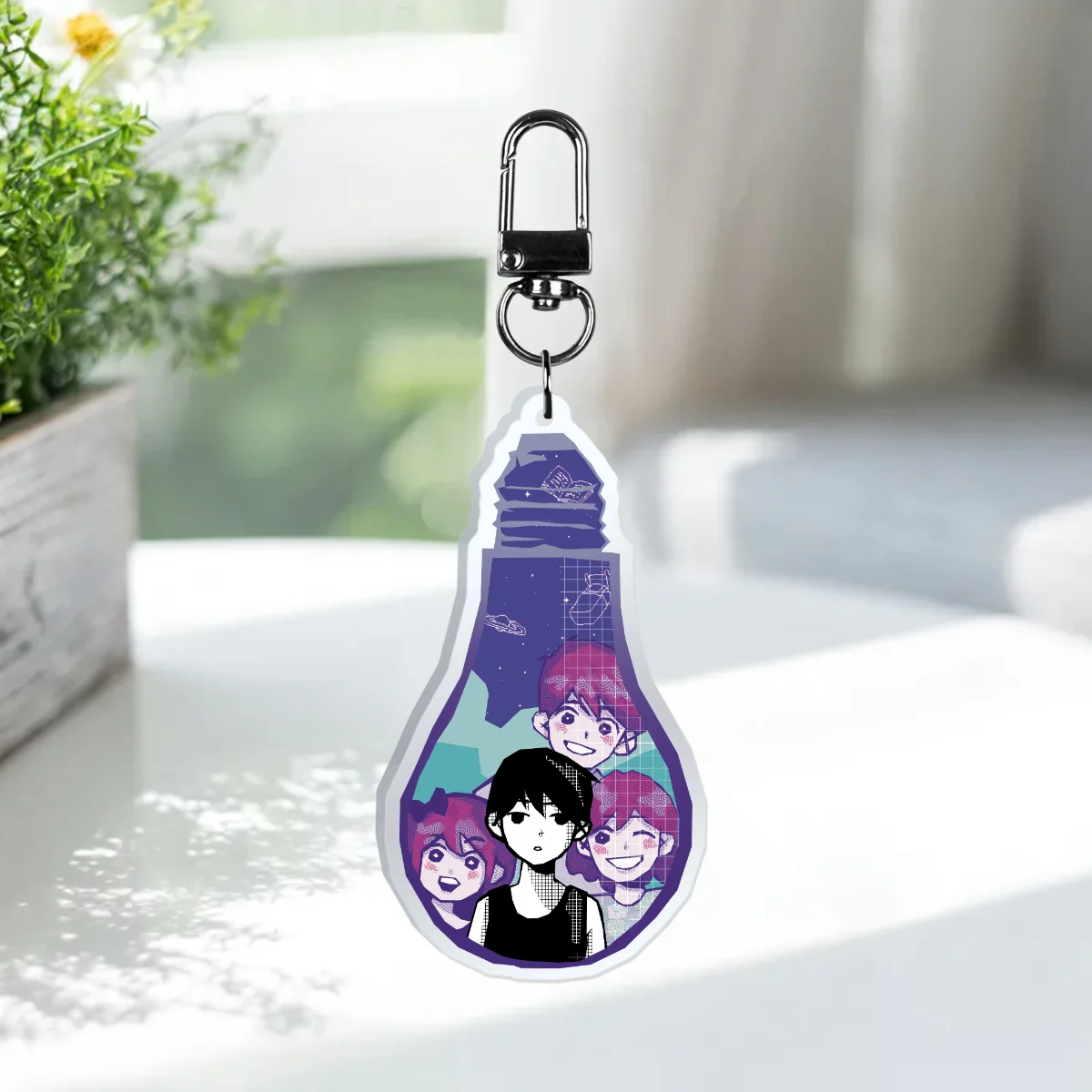 Omori Lighbulb doble side Acrylic Mirror Keychains 7cm