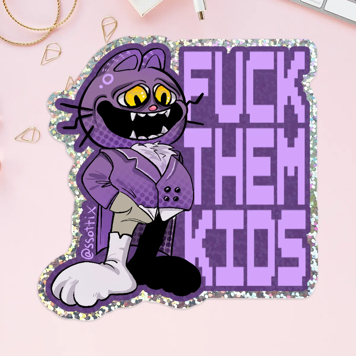Pocket Cat x Gardfield Glitter Sticker