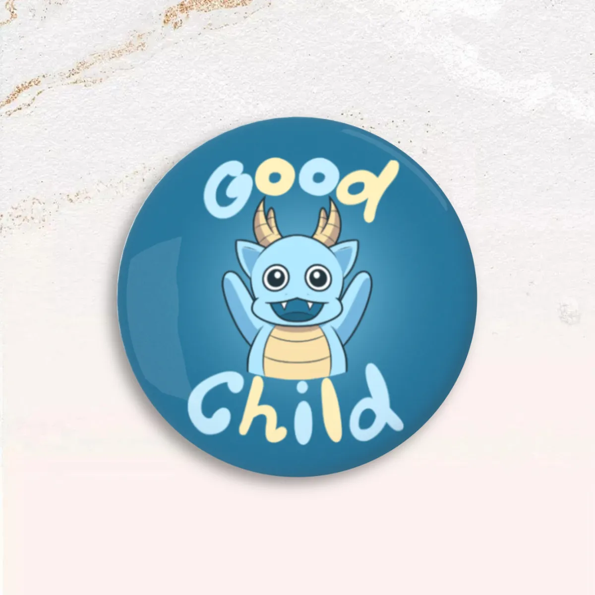 GSGW - Round Button Pin Badge (Blue Dragon)