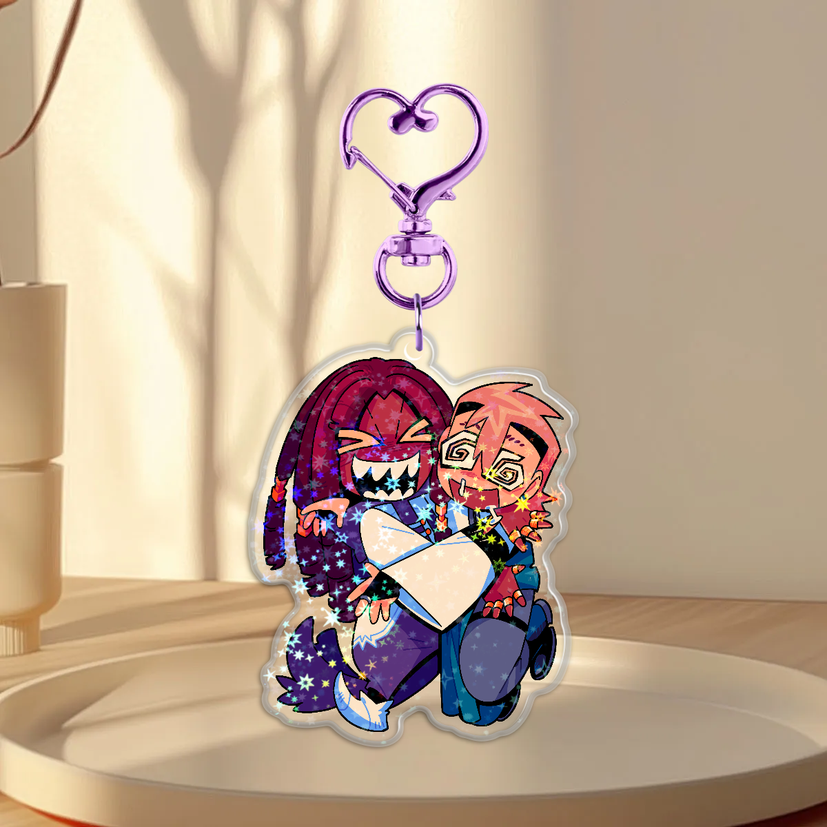 Purple and Blue holo keychain