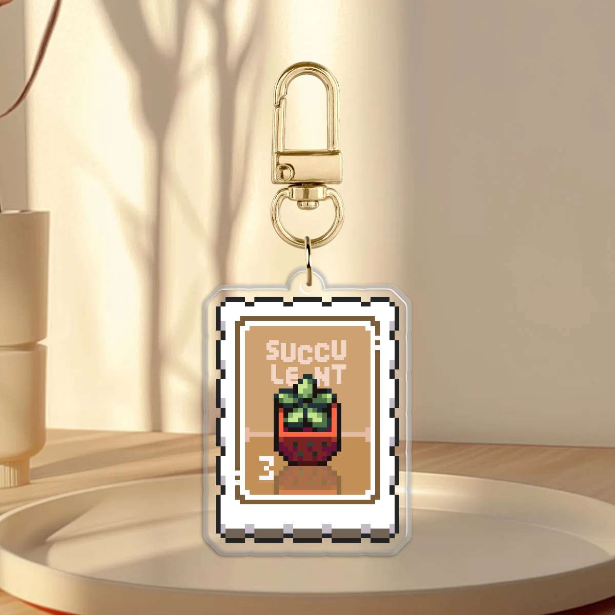 Keychain | Succulent | Postage | Pixel Art by taleintiles