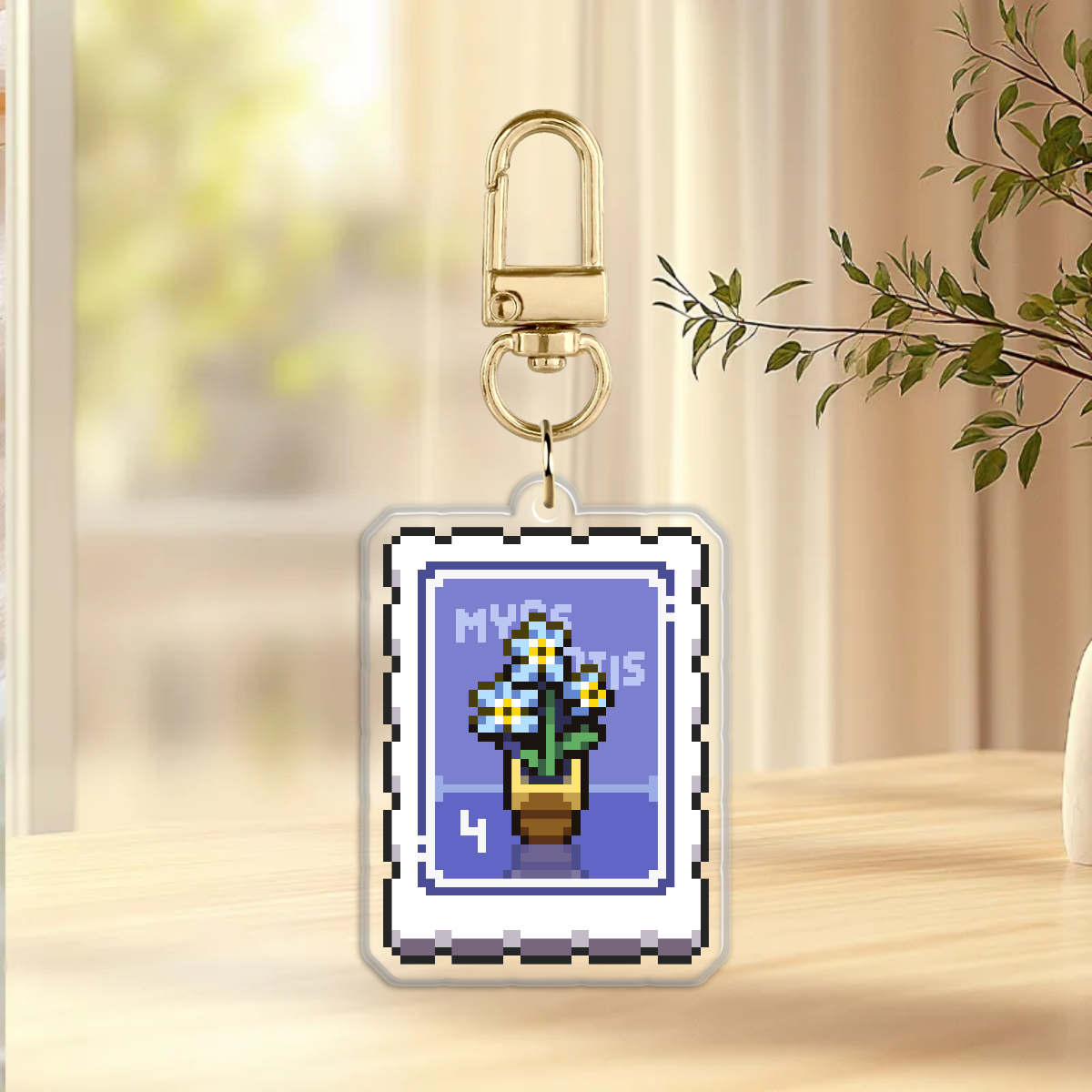 Keychain | Myosotis / Forget Me Not | Postage | Pixel Art by taleintiles