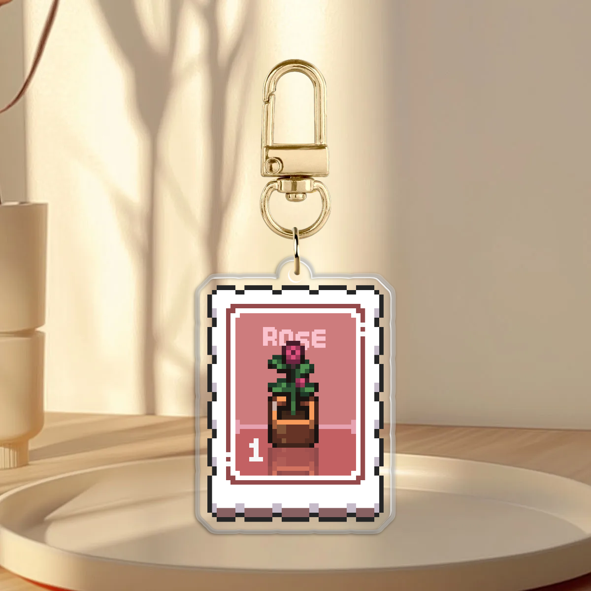 Keychain | Rose | Postage | Pixel Art by taleintiles
