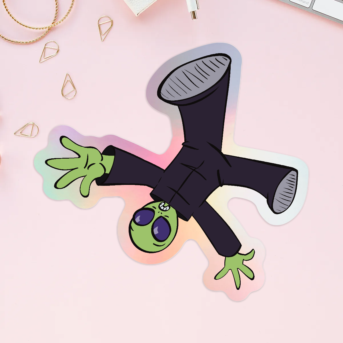 Alien holographic sticker