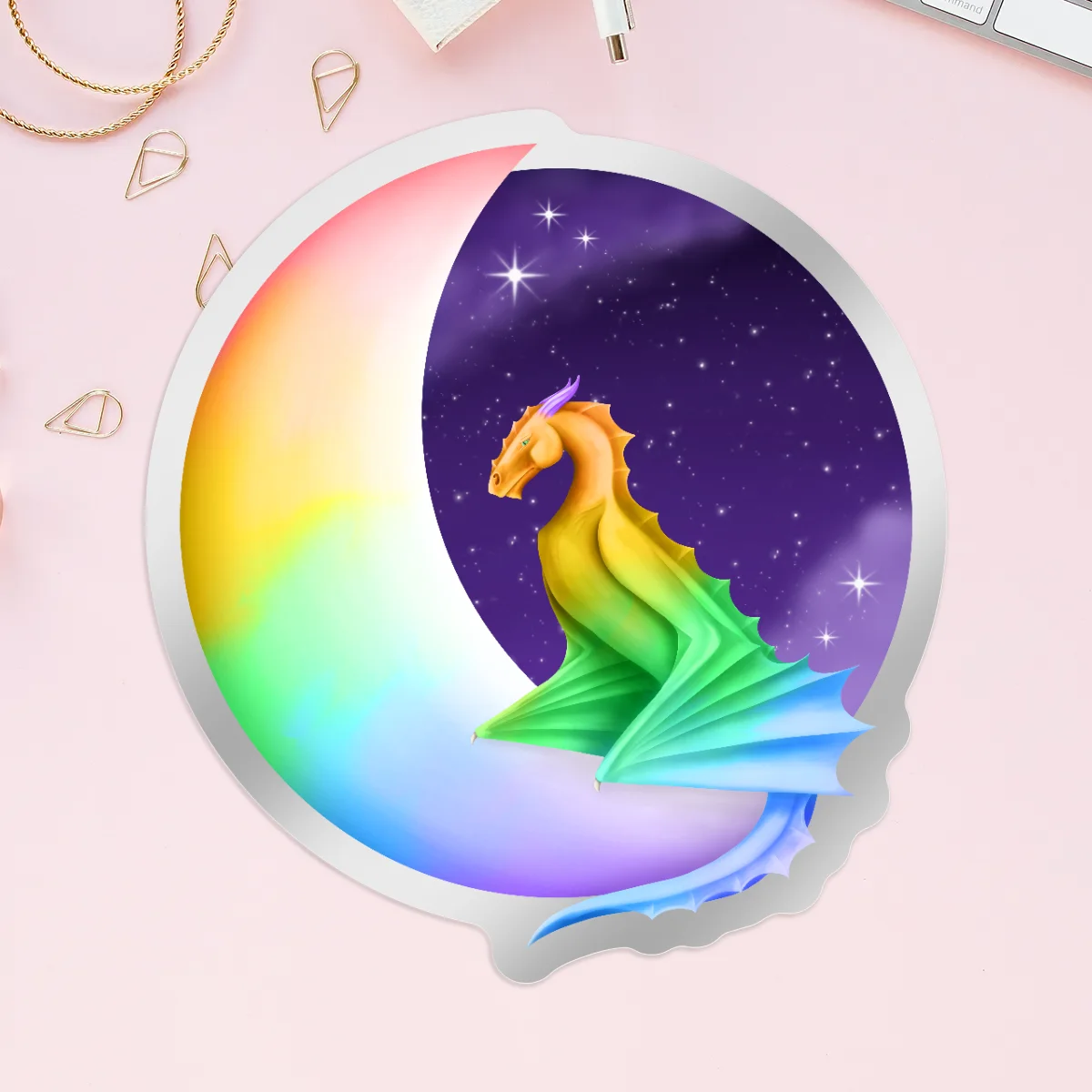 Rainbow Moon Dragon Stickers