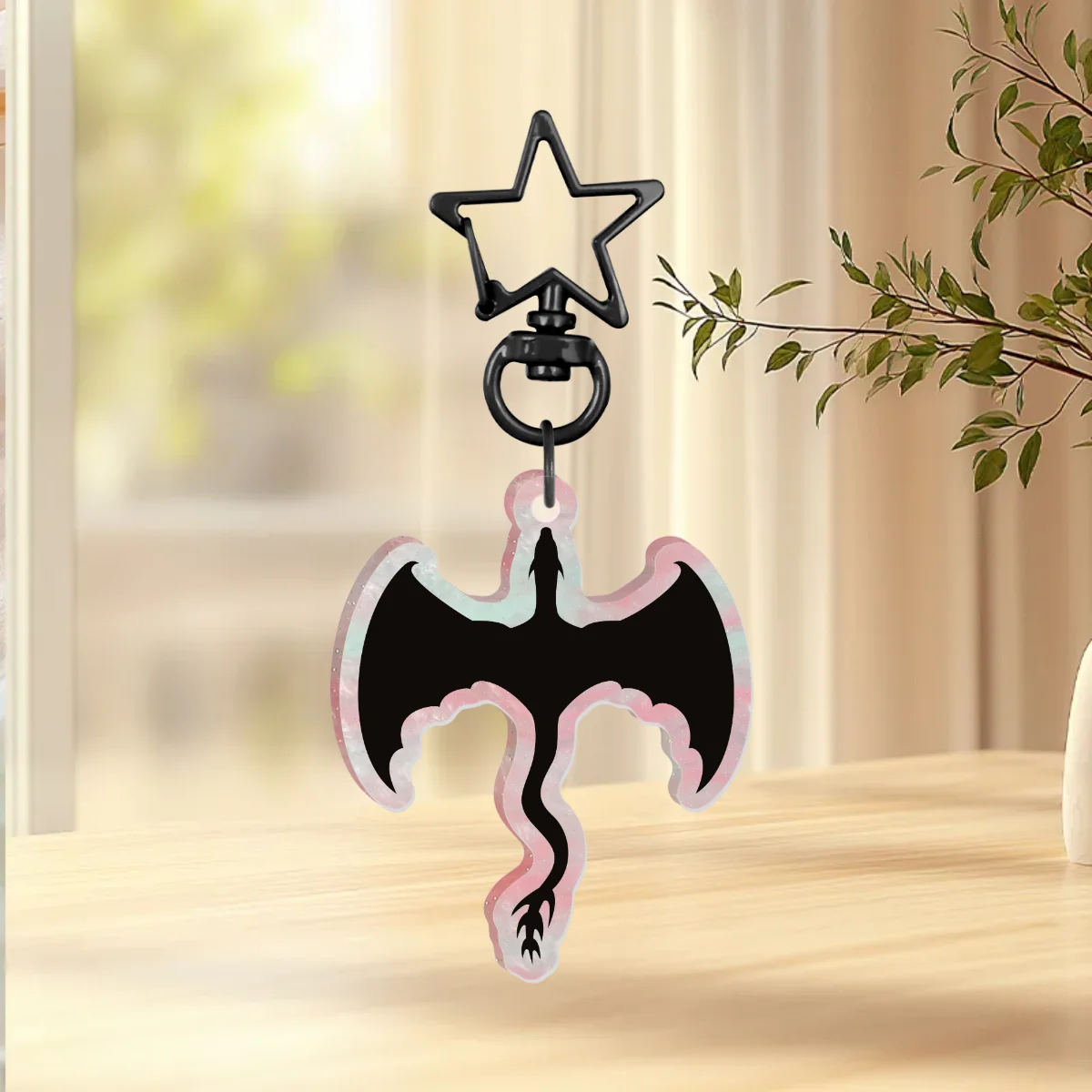 Black Dragon Silhouette Keychain