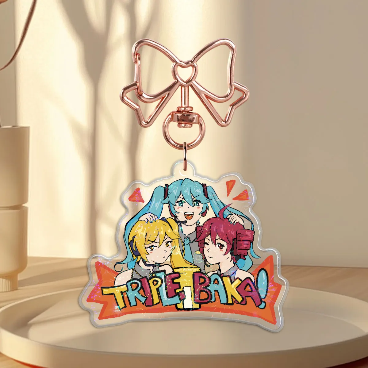 Triple Baka Epoxy Holographic Keychain