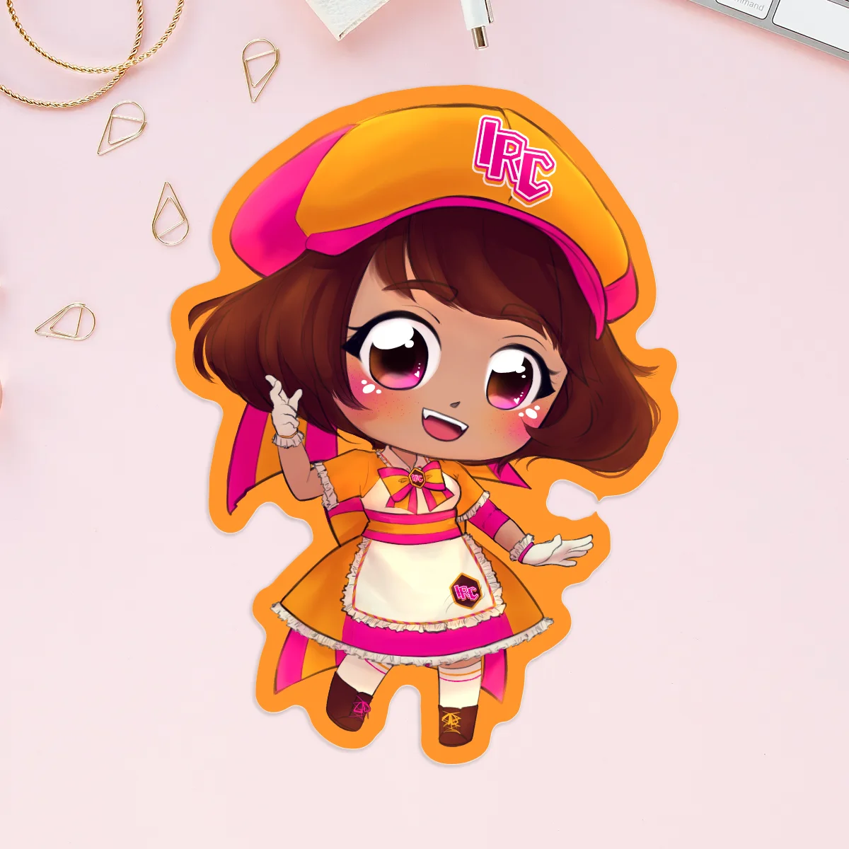 5x Tsutsumi Yukitaka IRC Mascot Orange Fluorescent Stickers