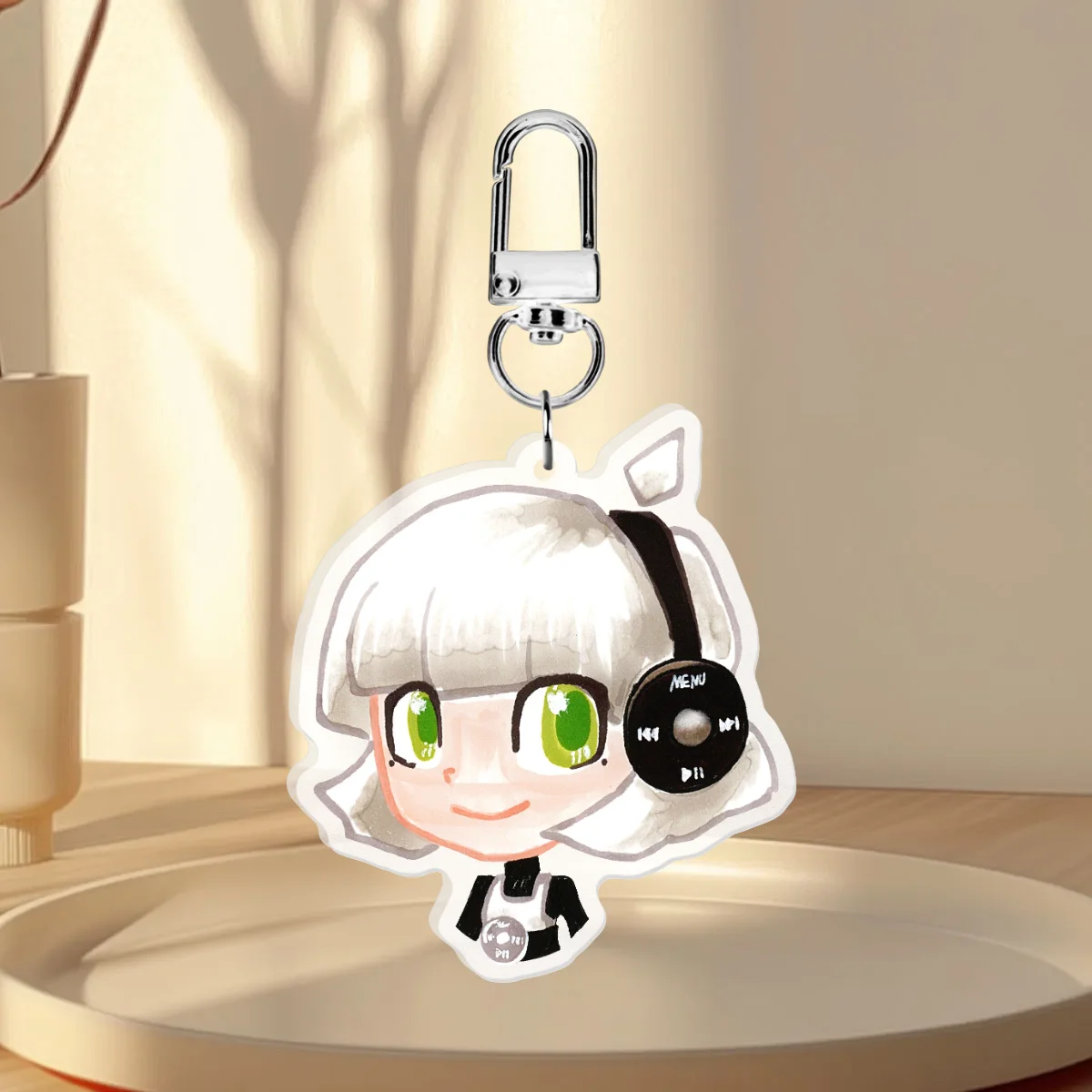 iPod-tan White Frosted Acrylic Keychain