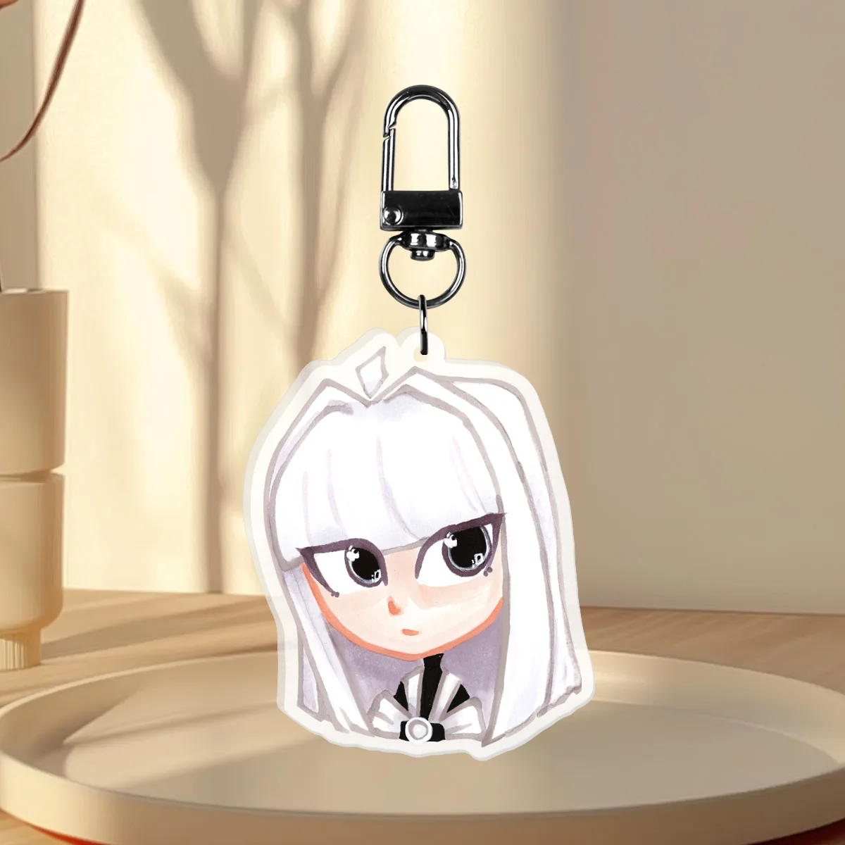 iPhone-tan White Frosted Acrylic Keychain