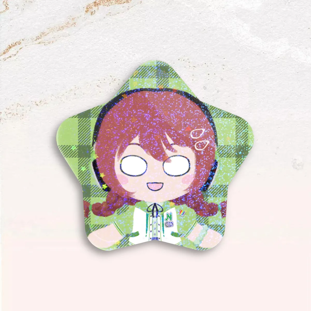 Standobuddy Rainbow Light Green Star Can Badge