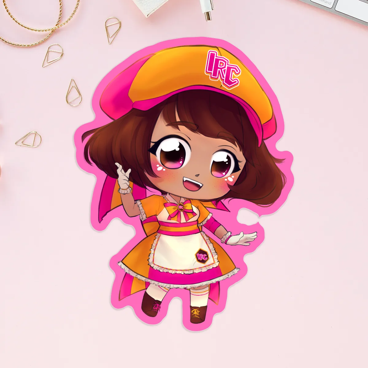5x Tsutsumi Yukitaka IRC Mascot Pink Fluorescent Stickers