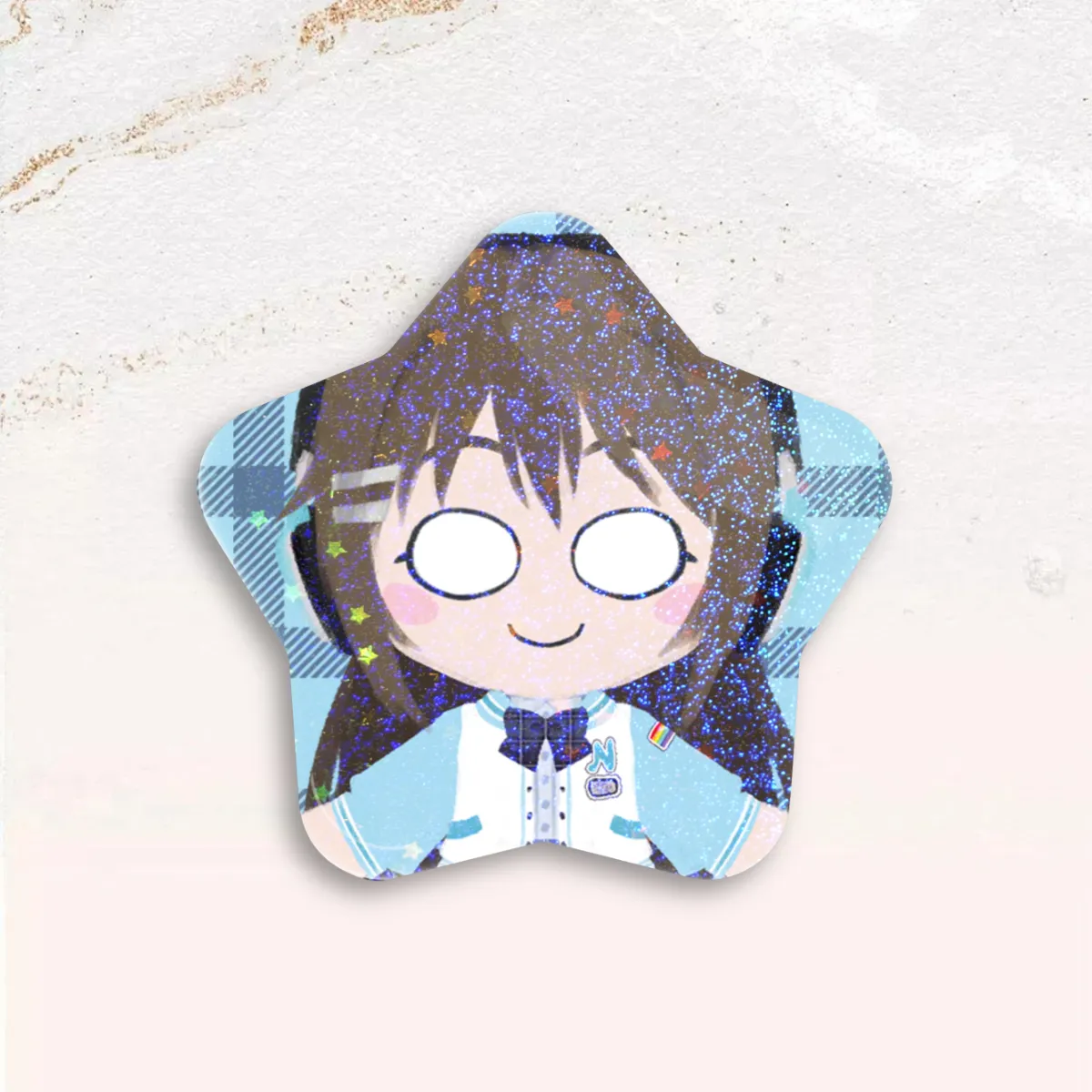 Standobuddy Rainbow Light Blue Star Can Badge