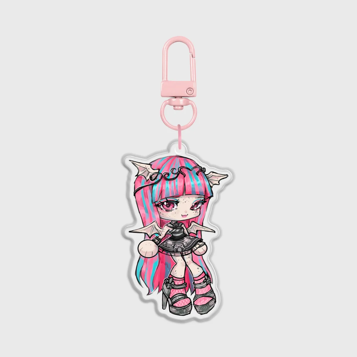 Gargoyle Monster School Girl Epoxy Keychain