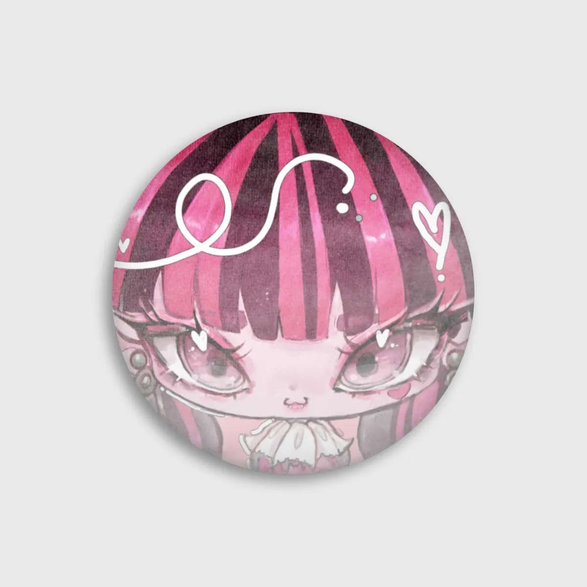 Pink Vampire Monster School Girl Plush Pin