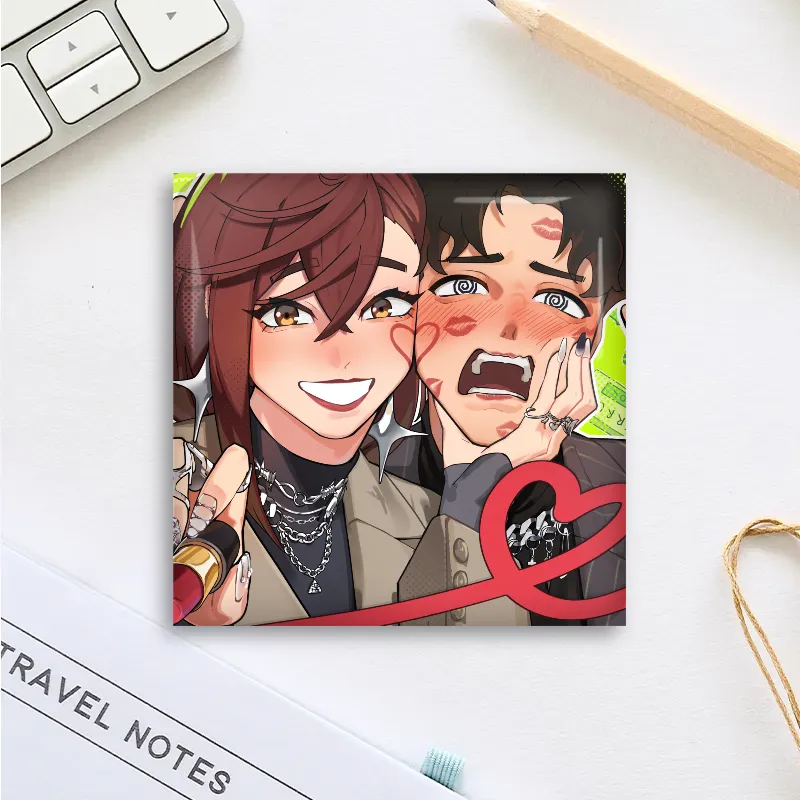 Momo X Okarun Square Button Pins