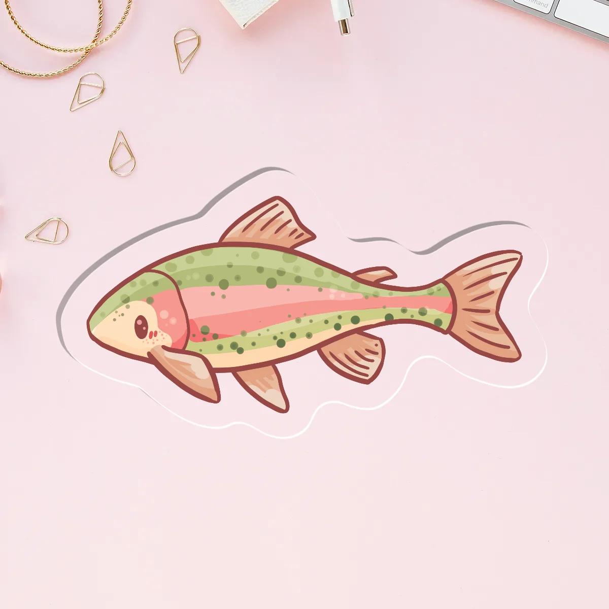 Rainbow Trout Clear Acrylic Pin